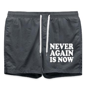 Never again is now - Badeshorts - Anthrazit - Vorne - AI Model Male 185 light (185cm)