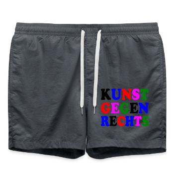 Kunst gegen rechts - Badeshorts - Anthrazit - Vorne - AI Model Male 185 light (185cm)