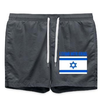 I stand with israel - Short de bain - charbon - Devant - AI Model Male 185 light (185cm)