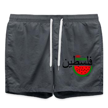 Free palestine فلسطين - Badeshorts - Anthrazit - Vorne - AI Model Male 185 light (185cm)