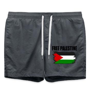 Free palestine - Short de bain - charbon - Devant - AI Model Male 185 light (185cm)