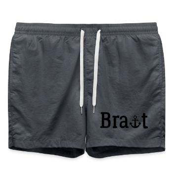 Tenue de mariée | Maritime avec ancre | Enterrement de vie de jeune fille - Short de bain - charbon - Devant - AI Model Male 185 light (185cm)
