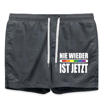 Nie wieder ist jetzt - Badeshorts - Anthrazit - Vorne - AI Model Male 185 light (185cm)