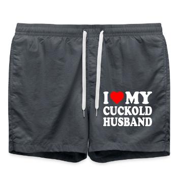 i love my cuckold husband - Short de bain - charbon - Devant - AI Model Male 185 light (185cm)