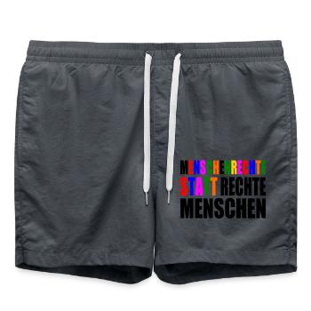 menschenrechte statt rechte menschen - Badeshorts - Anthrazit - Vorne - AI Model Male 185 light (185cm)