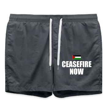 ceasefire now - Swim Trunks - anthracite - Front - AI Model Male 185 light (185cm)