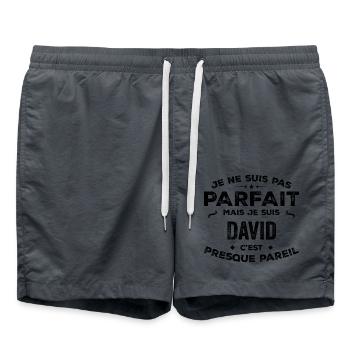 David – A First Name, a Funny and Proud Legend - Swim Trunks - anthracite - Front - AI Model Male 185 light (185cm)