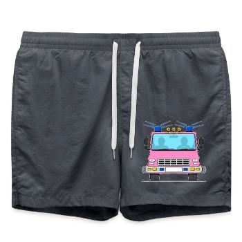 Fire truck in pink without lettering - Swim Trunks - anthracite - Front - AI Model Male 185 light (185cm)