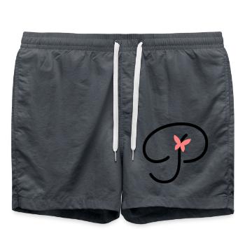 Letter P Butterfly Letter - Swim Trunks - anthracite - Front - AI Model Male 185 light (185cm)