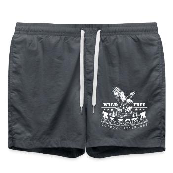 Wild and Free - Alaska Outdoor Adventure - Swim Trunks - anthracite - Front - AI Model Male 185 light (185cm)