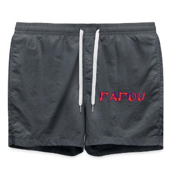 PAPUA. VATERTAG. ALLES GUTE ZUM GEBURTSTAG, PAPA. PAPA. PAPA - Badeshorts - Anthrazit - Vorne - AI Model Male 185 light (185cm)