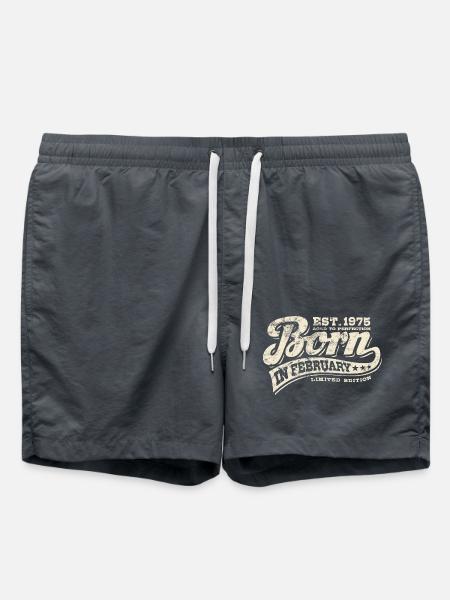 Born in February 1975 - Geburtstag - Geschenk - Badeshorts - Anthrazit
