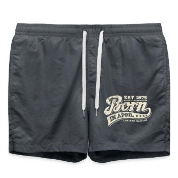 Born in April 1975 - Geburtstag - Geschenk - Badeshorts - Anthrazit - Vorne - AI Model Male 185 light (185cm)