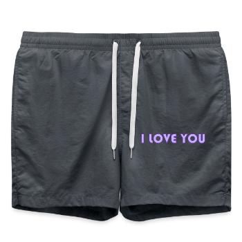 LIEBE. PAAR. ICH HABE GERADE GEHEIRATET. Junggesellinnenabschied. HEILIGER VALENTINSTAG. - Badeshorts - Anthrazit - Vorne - AI Model Male 185 light (185cm)