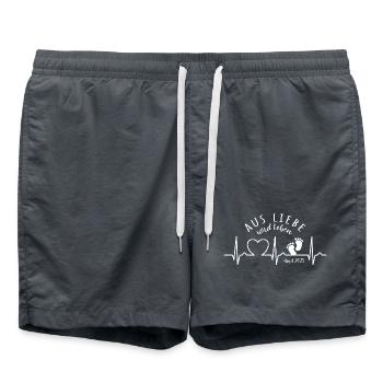 Aus Liebe wird Leben - EKG Kurve, Baby, April 2025 - Badeshorts - Anthrazit - Vorne - AI Model Male 185 light (185cm)