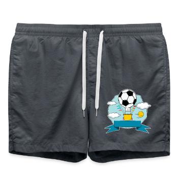 Fußball Heißluftballon Namensschild blau - Badeshorts - Anthrazit - Vorne - AI Model Male 185 light (185cm)