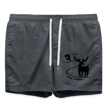 Rentier wartet auf den Weihnachtsmann - Badeshorts - Anthrazit - Vorne - AI Model Male 185 light (185cm)