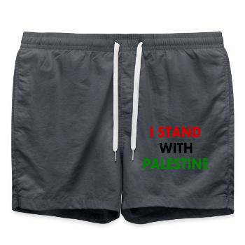 I stand with palestine - Short de bain - charbon - Devant - AI Model Male 185 light (185cm)