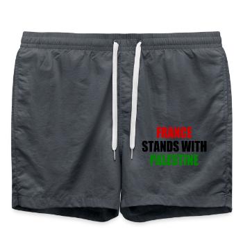 France stands with palestine - Swim Trunks - anthracite - Front - AI Model Male 185 light (185cm)