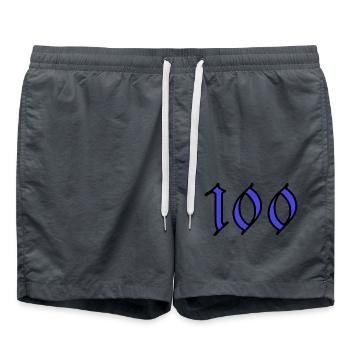 100. 100 JAHRE. 100-JÄHRIGES JUBILÄUM. GEBURTSTAG 100 - Badeshorts - Anthrazit - Vorne - AI Model Male 185 light (185cm)