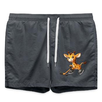 mignon girafe joueur de hockey sur glace dessin animé - Short de bain - charbon - Devant - AI Model Male 185 light (185cm)