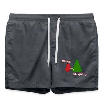 Santa peeing - Christmas Tree - Weihnachtsmann - Badeshorts - Anthrazit - Vorne - AI Model Male 185 light (185cm)