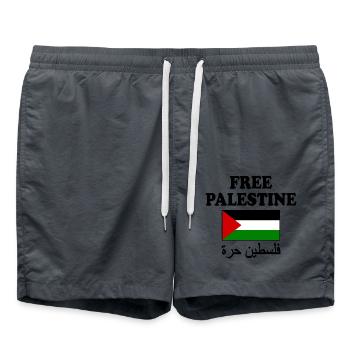 Free palestine - Short de bain - charbon - Devant - AI Model Male 185 light (185cm)