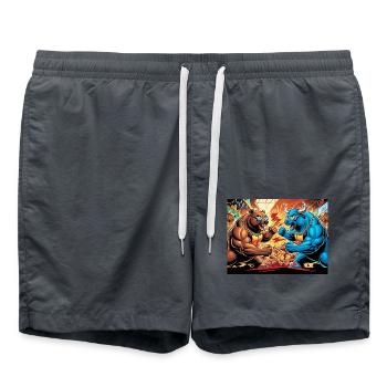 Baeren und Bullen Markt - Boerse - Badeshorts - Anthrazit - Vorne - AI Model Male 185 light (185cm)