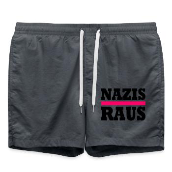 Nazis raus - Badeshorts - Anthrazit - Vorne - AI Model Male 185 light (185cm)