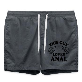 This guy loves anal - Badeshorts - Anthrazit - Vorne - AI Model Male 185 light (185cm)