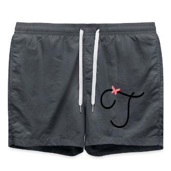 Letter T Butterfly Letter - Swim Trunks - anthracite - Front - AI Model Male 185 light (185cm)