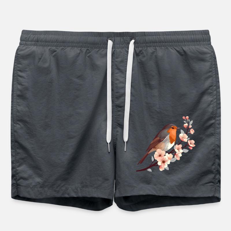 Rouges-gorges en fleurs de cerisier - Short de bain - charbon