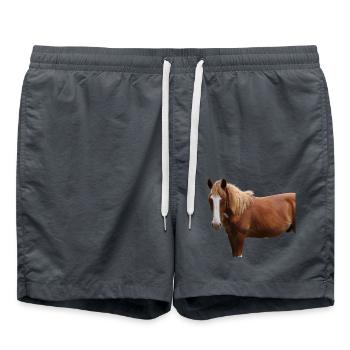 Pferde T-shirt Geschenk Reiter  - Badeshorts - Anthrazit - Vorne - AI Model Male 185 light (185cm)