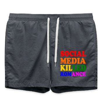 social media killed romance - Swim Trunks - anthracite - Front - AI Model Male 185 light (185cm)