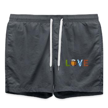 Festlicher LOVE Schriftzug mit BIERFASS Ofest - Badeshorts - Anthrazit - Vorne - AI Model Male 185 light (185cm)