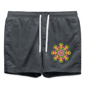 Fleurs Mandala - Short de bain - charbon - Devant - AI Model Male 185 light (185cm)