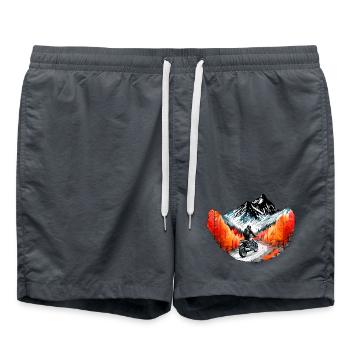 Motorradfahrer in den Bergen - Badeshorts - Anthrazit - Vorne - AI Model Male 185 light (185cm)
