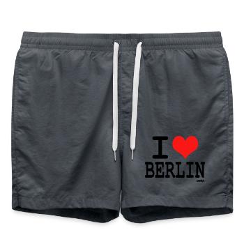 I love Berlin  - Badeshorts - Anthrazit - Vorne - AI Model Male 185 light (185cm)