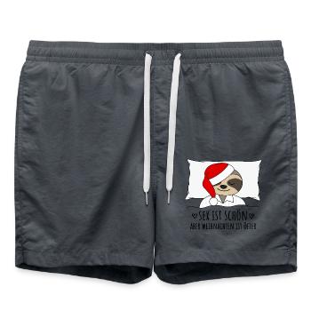 Sex ist schön aber Weihnachten ist öfter Faultier - Badeshorts - Anthrazit - Vorne - AI Model Male 185 light (185cm)