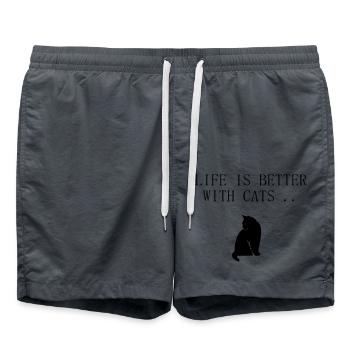 Cats saying Life is better with cats - Swim Trunks - anthracite - Front - AI Model Male 185 light (185cm)