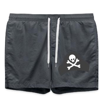 Os croisés simples sur un chapeau de pirate - Short de bain - charbon - Devant - AI Model Male 185 light (185cm)