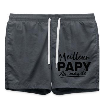 Meilleur Papy Au Monde Cadeau Pour Grand Père - Short de bain - charbon - Devant - AI Model Male 185 light (185cm)