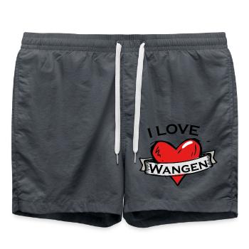 Wangen - Ich liebe Stadtnamen in Tattoo Stil - Badeshorts - Anthrazit - Vorne - AI Model Male 185 light (185cm)