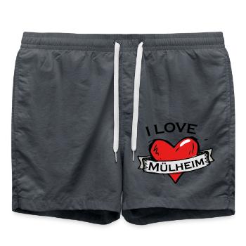 Mülheim - Ich liebe Stadtnamen in Tattoo Stil - Badeshorts - Anthrazit - Vorne - AI Model Male 185 light (185cm)