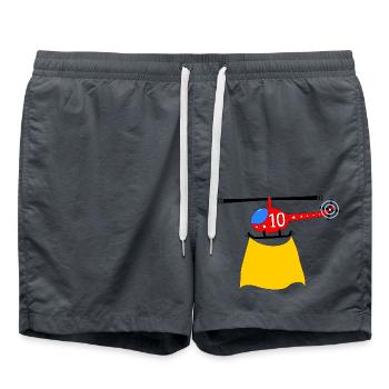 Hélicoptère Anniversaire 10 - Short de bain - charbon - Devant - AI Model Male 185 light (185cm)