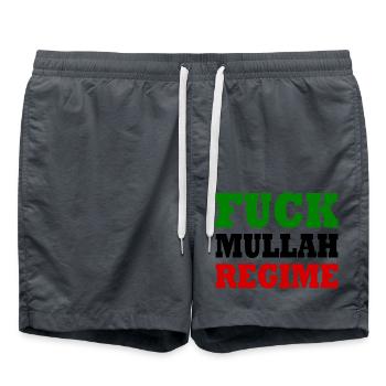 Fuck mullah regime iran - Swim Trunks - anthracite - Front - AI Model Male 185 light (185cm)
