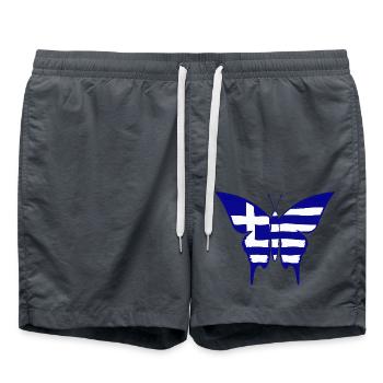 Greece Flag Butterfly - Swim Trunks - anthracite - Front - AI Model Male 185 light (185cm)
