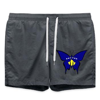 Kosovo Flagge Schmetterling - Badeshorts - Anthrazit - Vorne - AI Model Male 185 light (185cm)