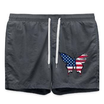 Drapeau des États-Unis papillon utilisé - Short de bain - charbon - Devant - AI Model Male 185 light (185cm)