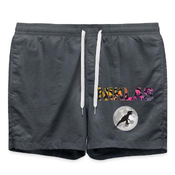NIKLAS - Beautiful boy name with dinosaur - Swim Trunks - anthracite - Front - AI Model Male 185 light (185cm)